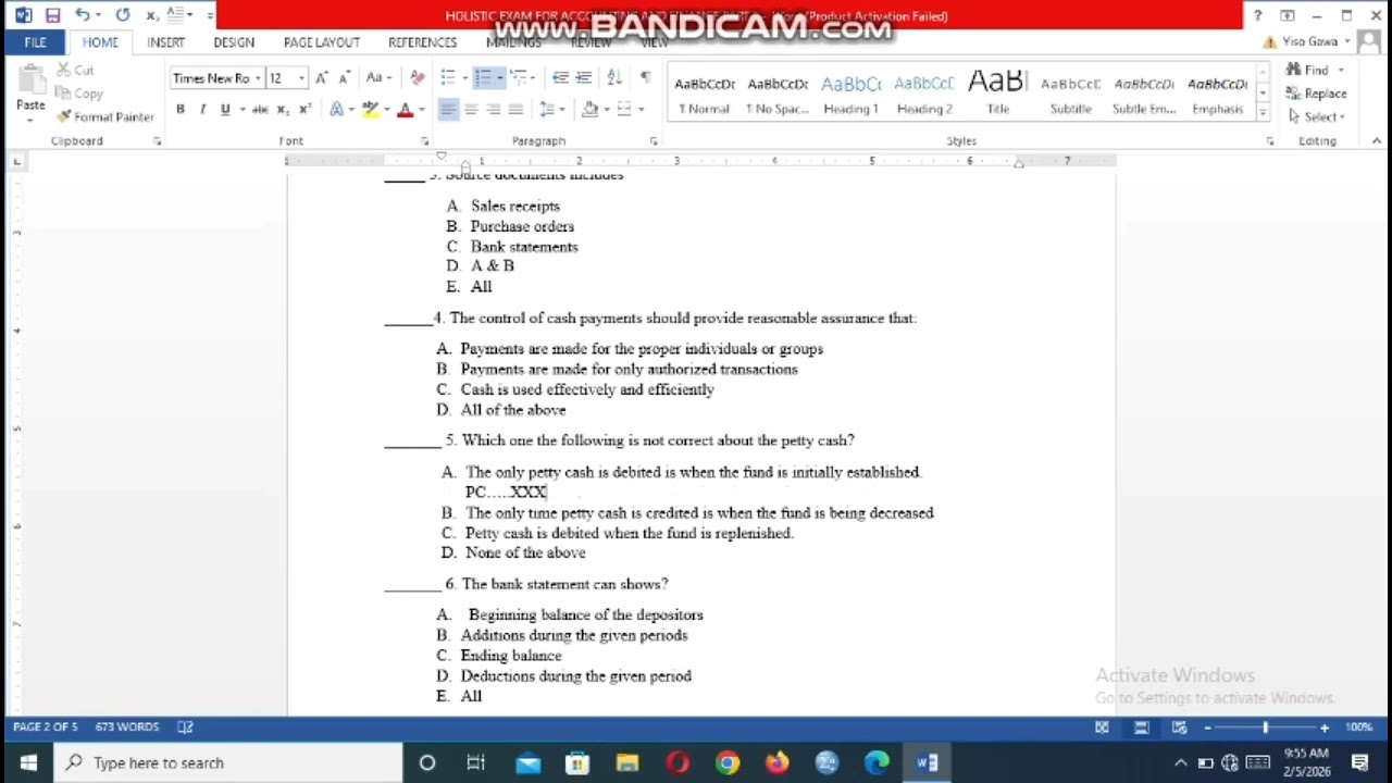 Holistic COC exam for accounting አካውንቲንግ part3