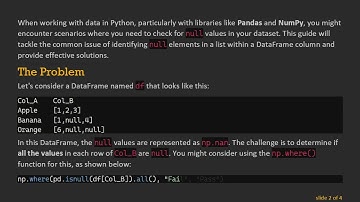 How to Check for null Elements in a List in a DataFrame Using np.where()