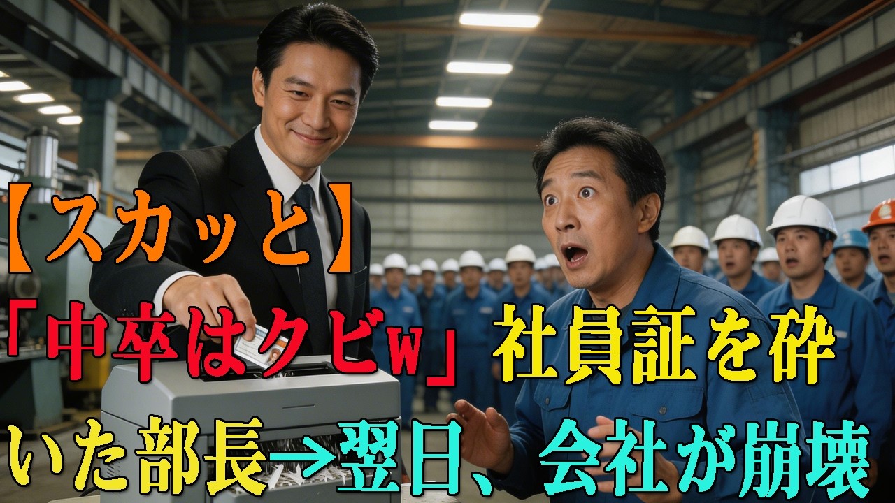 【スカッと】「中卒はクビw」社員証を砕いた部長→翌日、会社が崩壊【シニア】