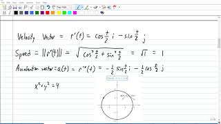 Velocity and Acceleration of Vector Valued Functions