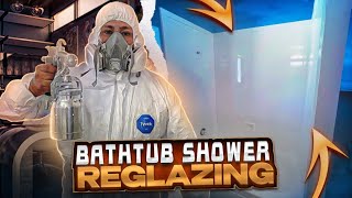 DIY Reglazing and Spraying a Bathtub &amp; Shower | How to Use HVLP Spray Process for a Beautiful Finish