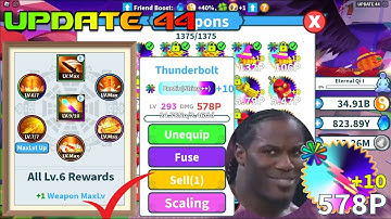 🔥Update 44🔥Max Level Thunderbolt In Weapon Fighting Simulator Roblox