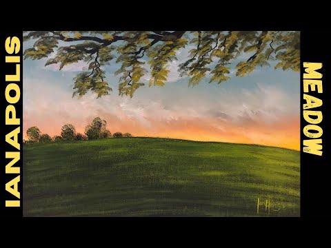 #435 acrylic art how to paint a meadow