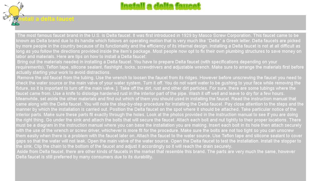 How to Install a delta faucet YouTube