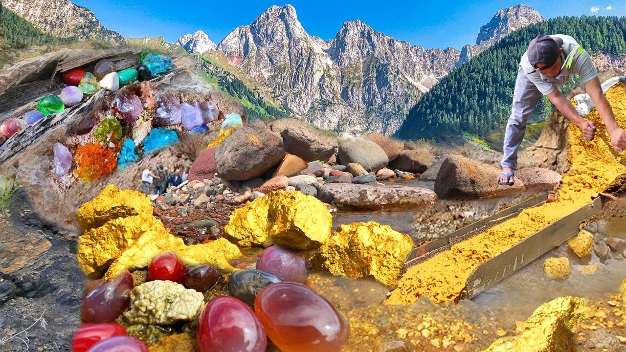Mining Getting Gold The process of mining beautiful gold discovered through many days of ...