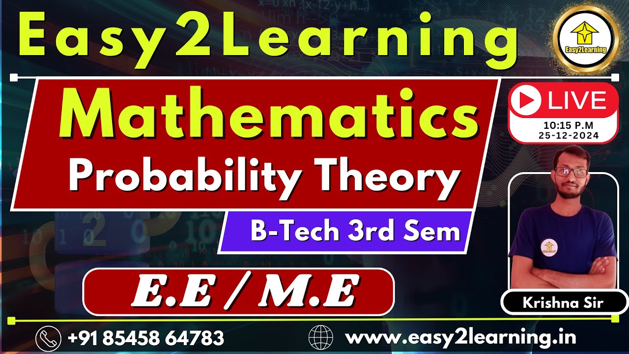 B-Tech 3rd Semester Mathematics ( ME / EE )| Probability Theory ...