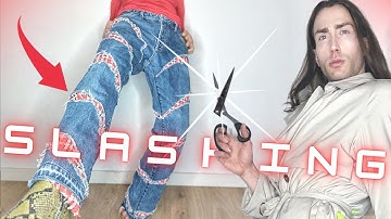 Unknown DIY Jeans Refashion Idea: Should You SLASH Your Jeans?(Trying DIY Fabric Slashing Technique)