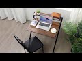 Greenforest folding desk 2 tiers computer desk with shelf home office small desk with metal legs