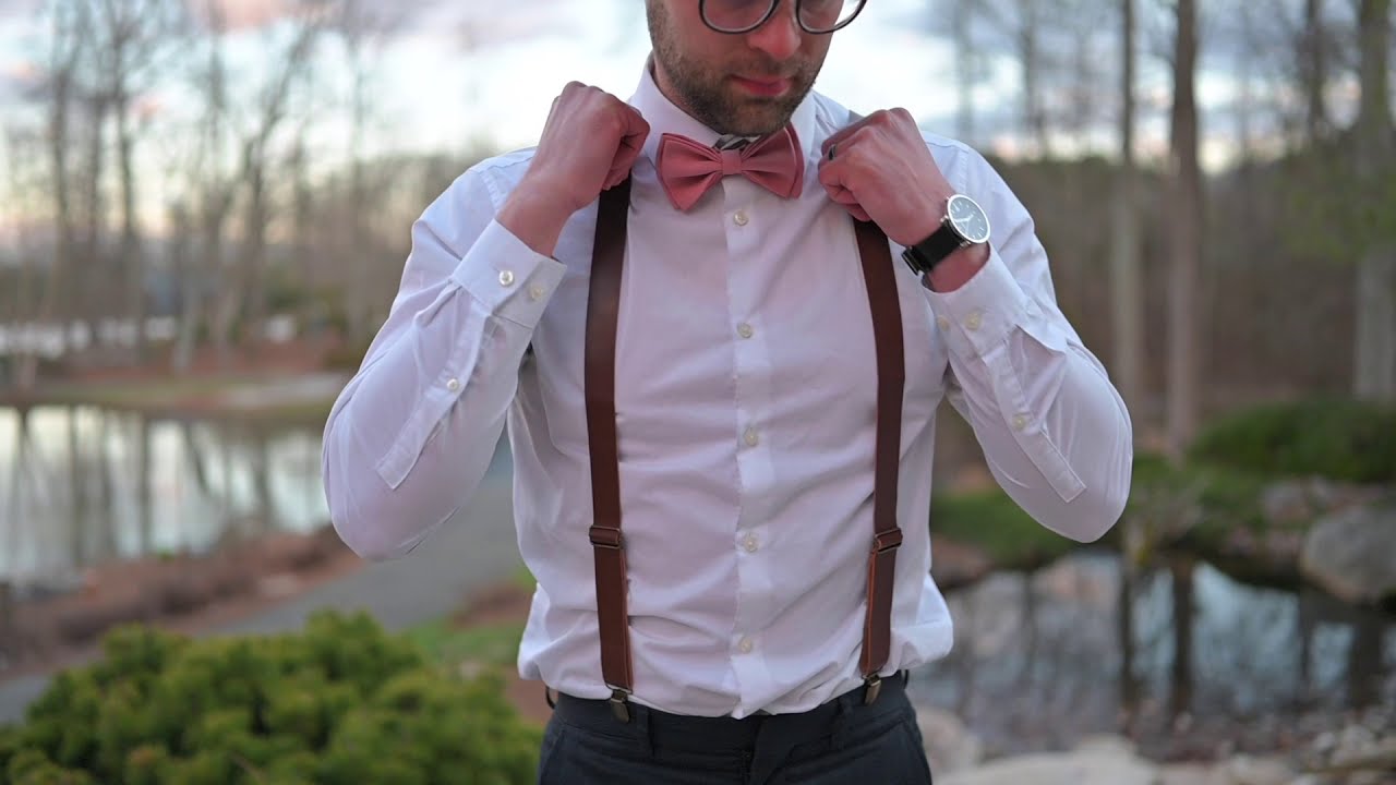 Black Tuxedo Suspenders with Bow Tie Adults