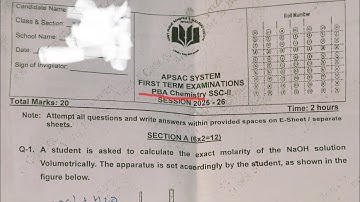 PBA PAPER Chemistry class 10th solved #aps#apsacs#fbise#chemistrypba