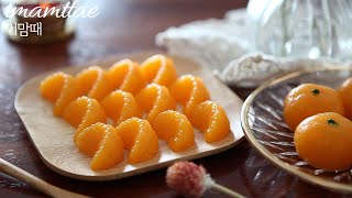 #4.쫀득한귤양갱만들기전원생활귀여운귤모양으로만든#귤양갱:Korean dessert made with Jeju tangerines