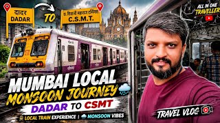Mumbai Local Train in Monsoon | Dadar to CSMT Full Journey | Mumbai Travel Vlog | 12127 Pune SF 