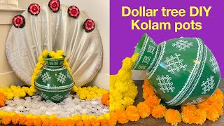 DIY Pot decoration / Dollar tree Golden pot  / housewarming & pooja decorations USA / kolam pots
