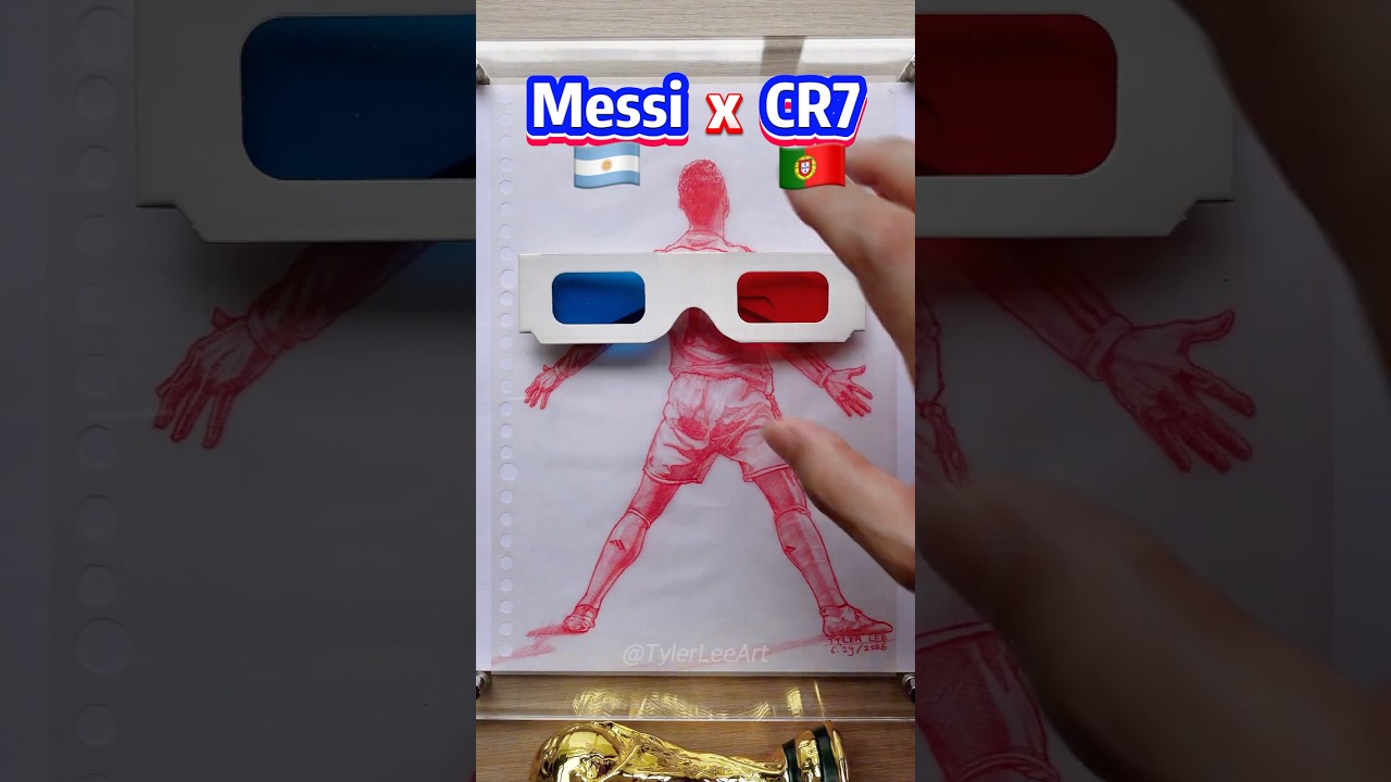 Messi ❤️ CR7: The Dream Lives On… Thank You, CR7 🐐❤️ #WorldCup2026 #3DGlasses #Drawing