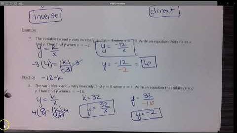 7 1 Inverse Variation