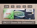 Uncut Glasses Side Thickness Compare 1.56 vs 1.60 vs 1.74   | Crizal 1.74 Lenses | High Index Lenses