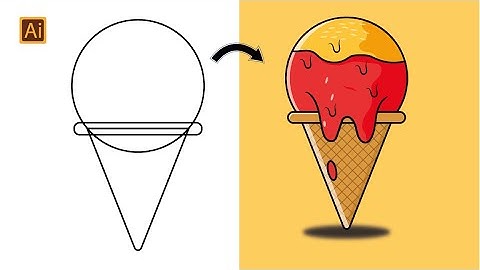 How to draw an Ice cream in adobe illustrator | Ice-cream cone Vector Tutorial #illustrator #vector