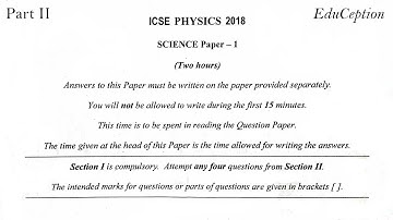 ICSE 2018 Physics Solved QP Part II
