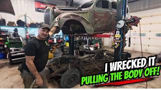 I wrecked it, pulling the body off the 1938 Plymouth sedan