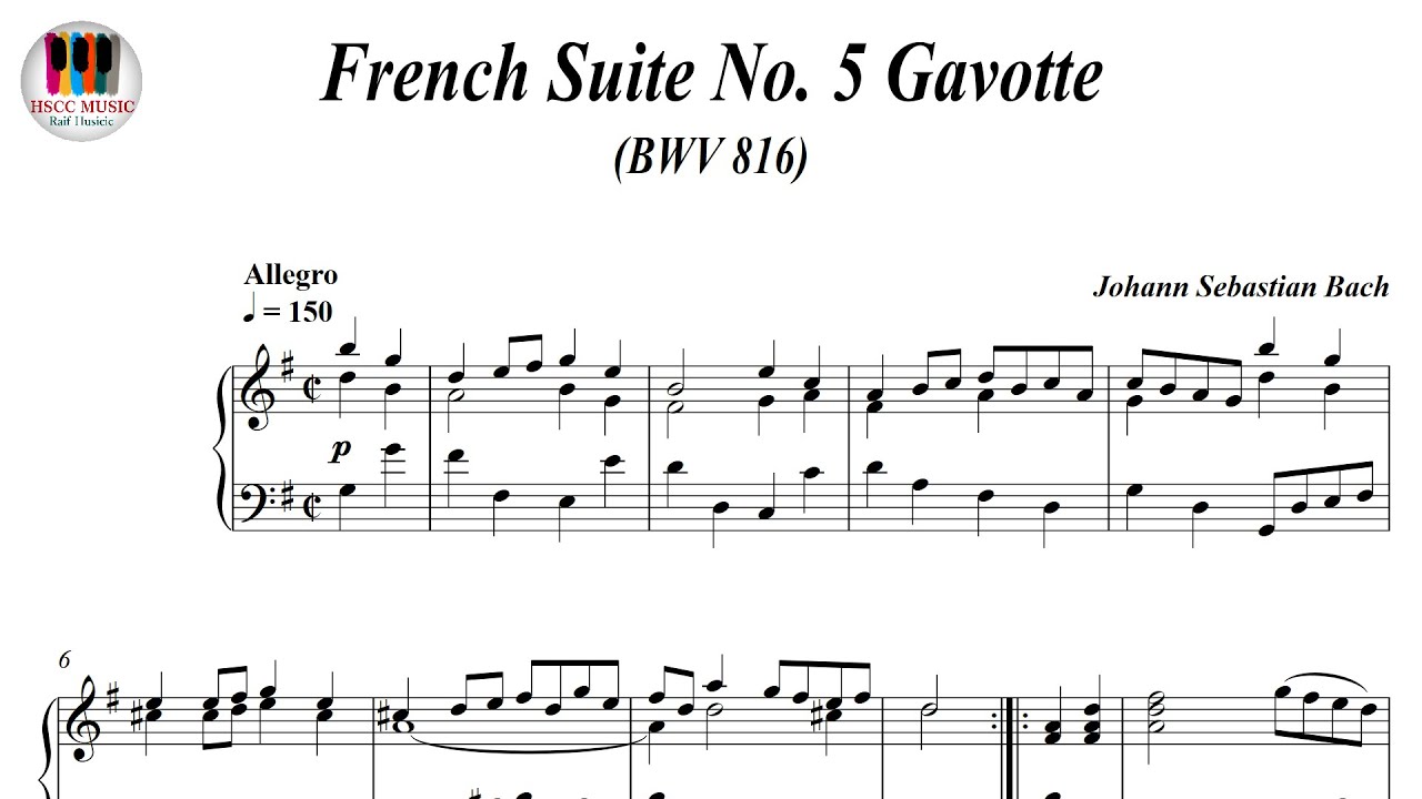 French Suite, No. 5, Gavotte, BWV 816 - Johann Sebastian Bach