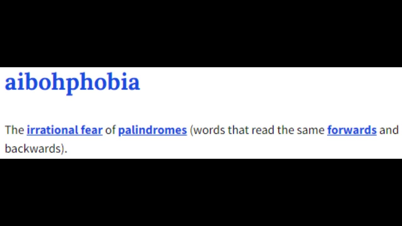 Aibohphobia, Fear of Palindromes