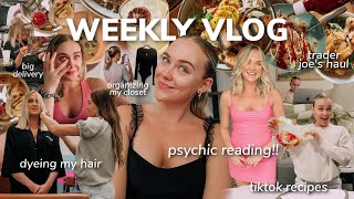 WEEKLY VLOG: going *blonder*, psychic reading (this is crazy), trader joe&#39;s haul, exciting delivery