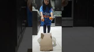 trying mini oranges on a cardboard inclined plane +face reveal