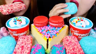 ASMR BIRTHDAY CAKE ICE CREAM, COTTON CANDY CREPE CAKE, MACARON, CAKE POP  리얼사운드 먹방 | Kim&Liz ASMR
