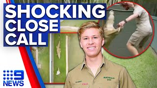 Robert Irwin Runs For His Life After Giant Crocodile Lunges At Him 9 News Australia