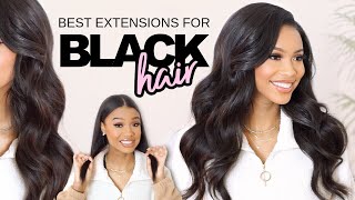 BEST CLIP IN EXTENSIONS FOR BLACK HAIR! THE PERFECT BLEND | CURLS QUEEN