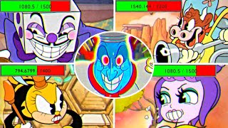 Cuphead + DLC - All Bosses With Health Bars (On Expert)