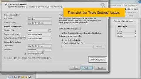 Configuring a POP email account with SSL in Outlook 2010