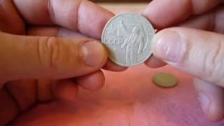 Чистка монет. Советские монеты, медно-никелевый сплав.