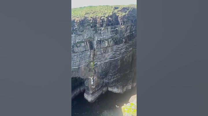 Lad lands on a bird after jumping off big cliff in Scotland