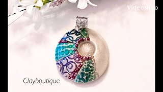 Polymer Clay Segment Donut Pendant with BLING!