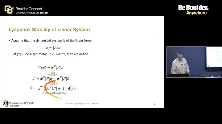 3: Lyapunov Stability of Linear System - Control of Nonlinear Spacecraft Attitude Motion