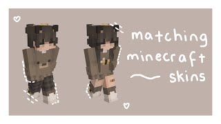 cute brown themed matching minecraft skins 🐻🤎 | for couples or guy and girl friends