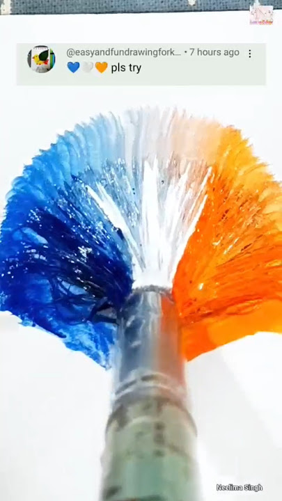 One Stroke Painting 💙 🤍 🧡 #art #drawing #shorts #viralshorts #yt #satisfying