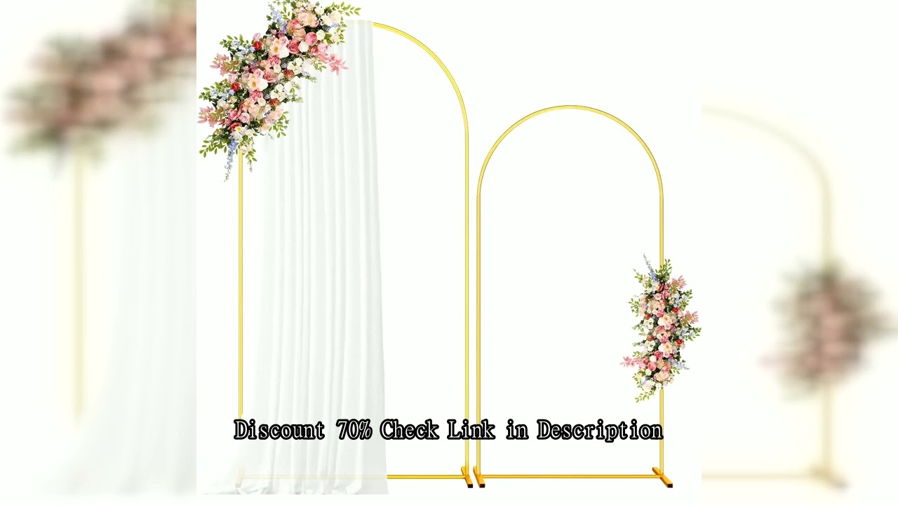 Set of 2 Gold Metal Arch Backdrop Stand Wedding Arch Frame for Wedding Birthday Party Baby Shower Gr