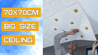 70x70cm Big Size Ceiling Wallpaper 3D Brick Waterproof Wall Stickers Foam Self-Adchive Wall Decorati