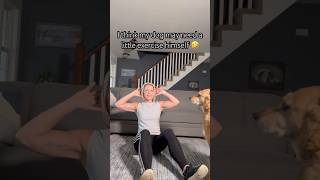 Trying to train my core while my chunky dog “helps” 😂🐶 #fitnessfun #dogs #homeworkout #pets #core