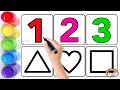 Shapes, numbers for kids | 123 song | 2d Shapes Drawing | Shapes with colors | ABC song | Mimakidz