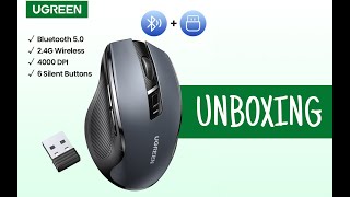 UGREEN Wireless Mouse Bluetooth 5.0 Ergonomic 4000 DPI 6 Mute Buttons For MacBook Tablet Laptop PC
