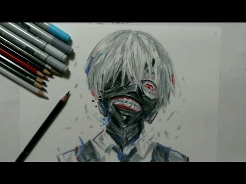 東京喰種 金木 研を描いてみた 色鉛筆画 Youtube