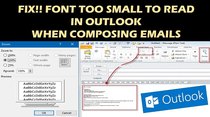 FIX!! Font too small to read in Outlook when composing emails