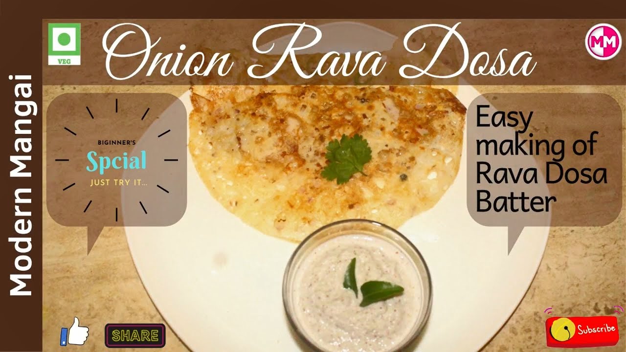 Onion Rava Dosa | Semolina Tiffin Recipe | Suji Dosa | Modern Mangai | Cooking | 54