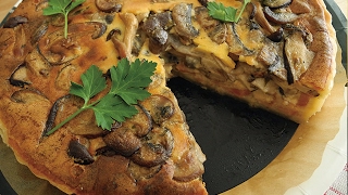 ⁣Mushroom and Bacon Quiche【家カフェ】キノコと厚切りベーコンのキッシュ【作り方】