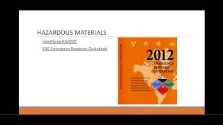 Very Brief Hazardous Materials Incidents Review for ALS Providers