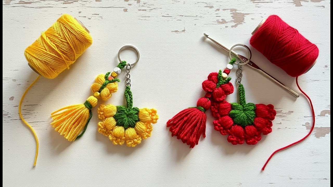🌸 How to Crochet a Cute Little Flower Keychain | Sweet Bloom Amigurumi Tutorial | Hoya Crochet