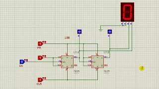 PROTEUS ISIS - CONTADOR ASSÍNCRONO DE 4 BITS COM CI COMERCIAL 74LS76 (DUAL FF JK)